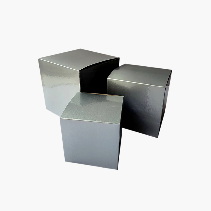 Gloss Laminated Silver Color Boxes